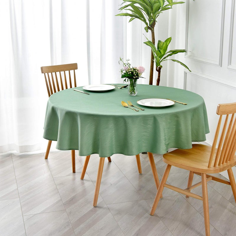 maxmill Round Jacquard Tablecloths Swirl Design Spillproof Wrinkle Free Heavy Weight Soft Table Cloth for Circular Table Cover of Buffet Banquet Parties Holiday Dinner Round 90 Inch Sage Green - Image 1
